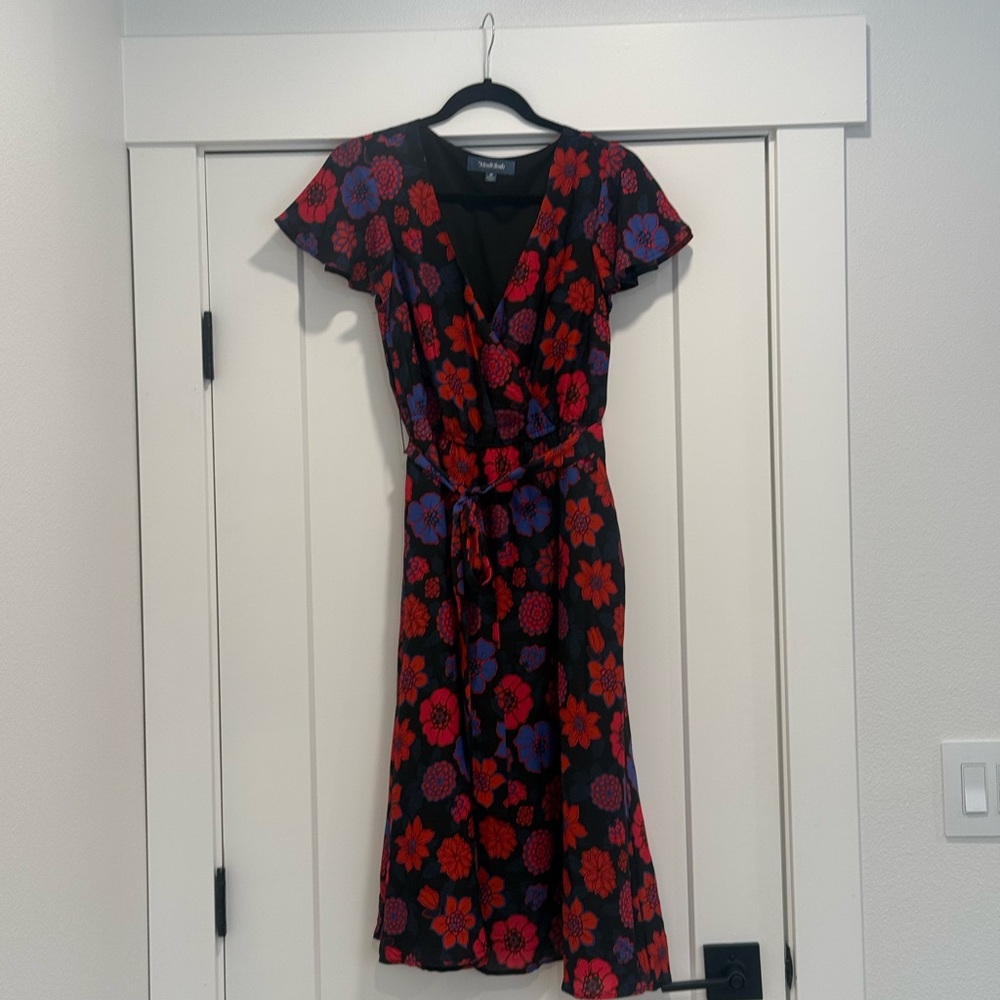 Floral Wrap Dress - Red and Blue